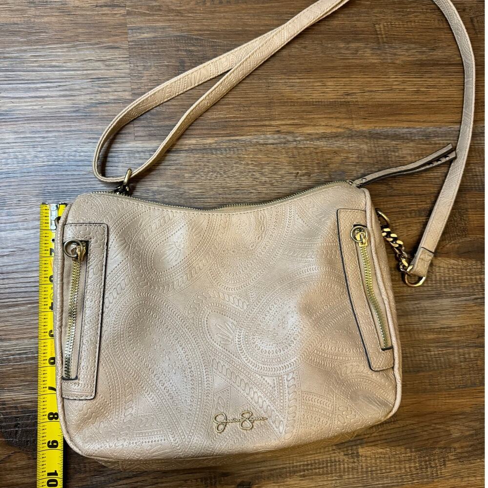 Jessica Simpson tan crossbody Faux leather purse textured design - Picture 5 of 13